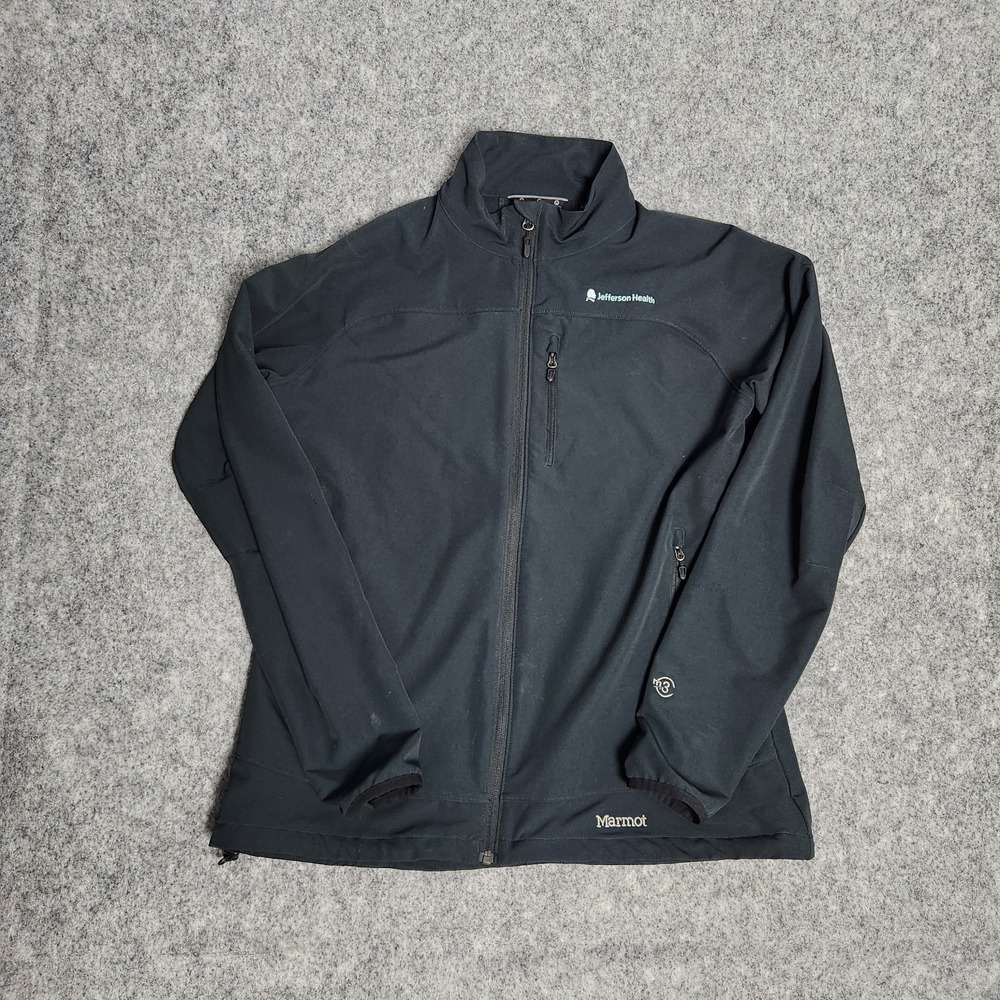 Marmot Full Zip Tempo Jacket Softshell Stretch Women XL Black Long Sleeve‎ Logo